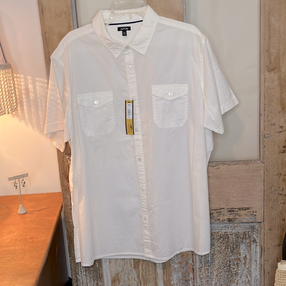 Apt. 9 Men’s 100% Cotton Short Sleeve Button Front Shirt White